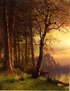 Albert Bierstadt Sunset in Californa Yosemite oil painting
